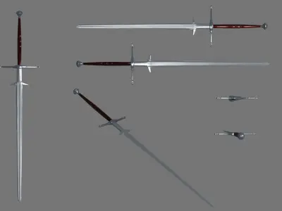 medieval lowpoly great sword - zweihander -PBR Low-poly 3D model