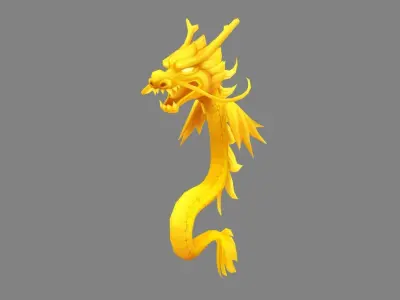 Cartoon Golden Dragon - small Low-poly 3D model