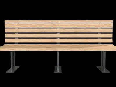 Bench09 park bench with slats Low-poly 3D model