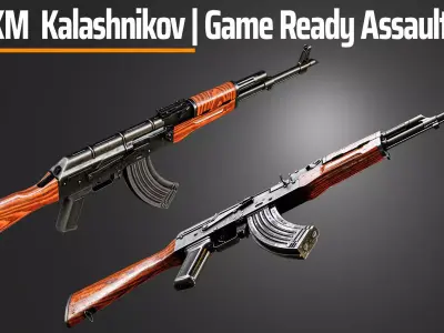 AKM KALASHNIKOV GAME READY ASSAULT RIFLE Low-poly 3D model