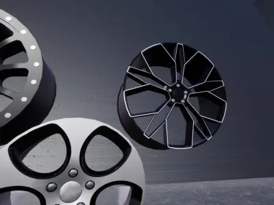 Rims 5 Pack Car Wheels Low-poly 3D model