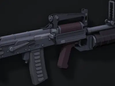 Stylized Ots-14 Groza Low Poly Game Ready Low-poly 3D model