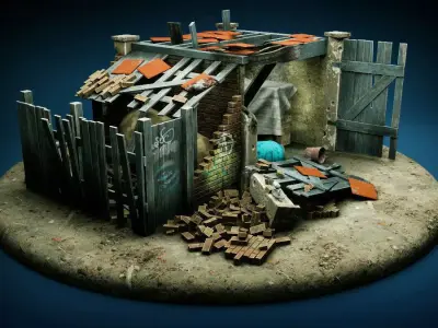 Blown Up Shed 3D model