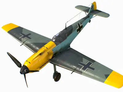 German fighter aircraft Messerschmitt Bf 109 Low-poly 3D model