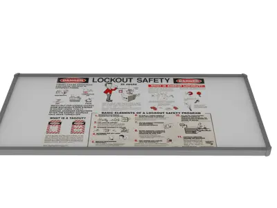 Lockout Safety Sign Board Low-poly 3D model