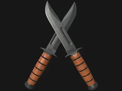 Ka-Bar USMC Knife Free low-poly 3D model