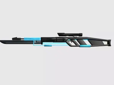SciFi Sniper Gunblade A03 Full Black - Fiction Weaponry Low-poly 3D model