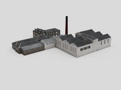 Oban Distillery Stone Buildings Low-poly 3D model