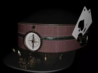 Hat military old Card style  Low-poly 3D model