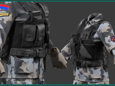 female military uniform with texture 3D model