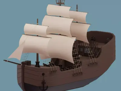 Ship pirate Low-poly 3D model