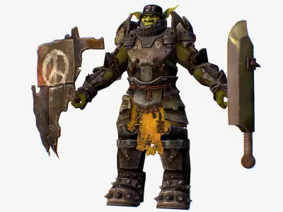 Armored Military Troll Orc Game Character Low-poly 3D model