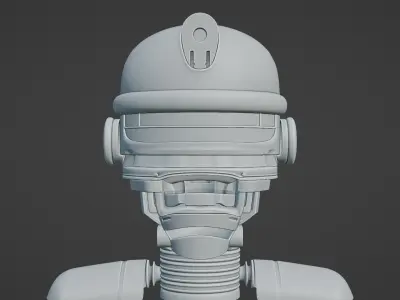 Robohead robot wearing helmet Low-poly 3D model