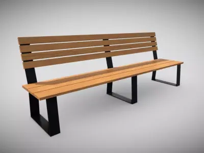 Modern Outdoor Bench  Low-poly 3D model