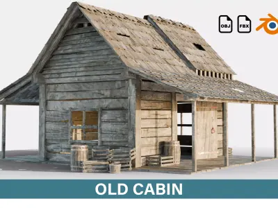 Old Cabin Low-poly 3D model