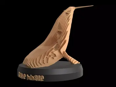Parametric V Blue Whale Low-poly 3D model