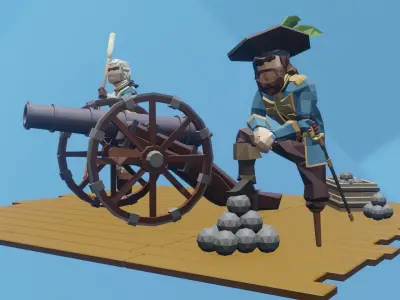 Package of low-poly medieval cannons Low-poly 3D model