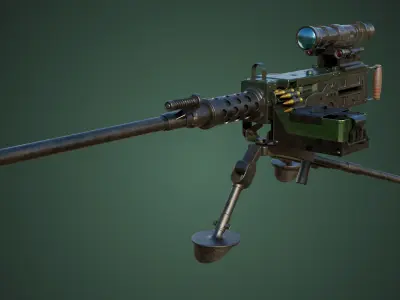 M2 Browning Machine Gun 05 PBR Unity UE V-Ray Textures Included Low-poly 3D model