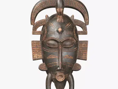 African masks Senufo Bird Low-poly 3D model