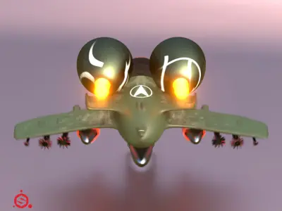 Modern-fighter fighter jet with two flames Low-poly 3D model