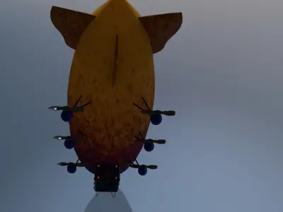 Airship PBR low poly animated Low-poly 3D model