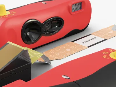 Instant Camera with Cartridge and Photo 3D model