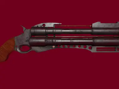 Triple Barrel Gun Low-poly 3D model