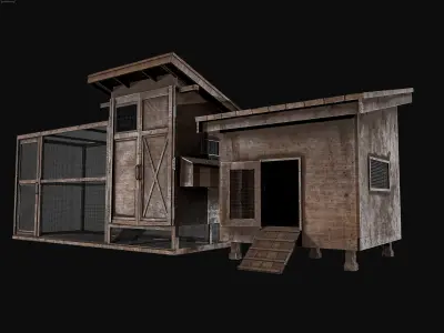 Chicken Cage 2 Types Low-poly 3D model