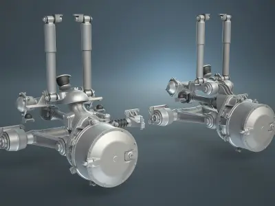 BTR-4E or BTR-80 Suspension and Wheel High-Poly 3D model