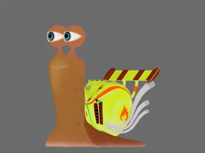 Cartoon Snail racing Turbo car 3D Low-poly 3D model
