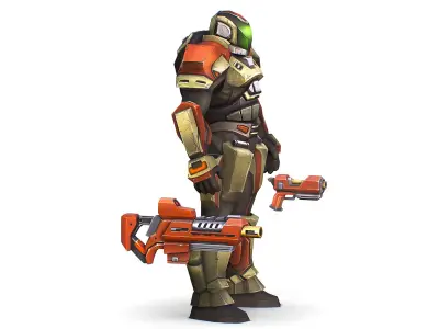 Sci-Fi Male Cyborg Man Drone Trooper Soldier Low-poly 3D model