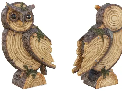 Owl made of wood 3D model