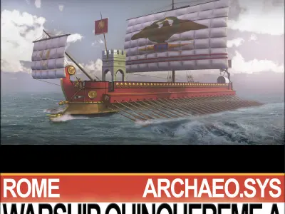 Roman Warship Quinquereme A 3D model