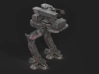 Mech Robot Two Legs Combat Sci-Fi Low-poly 3D model