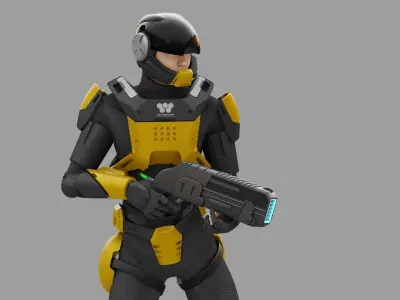SCI-FI TROOPER RIGGED 3D model