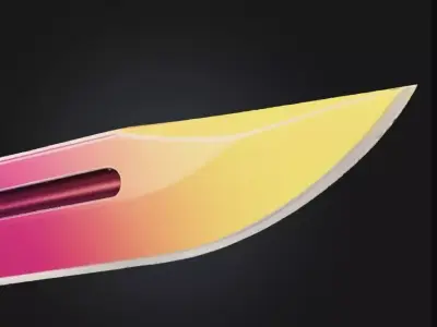 Rainbow Dagger Sunset Fade Combat Knife  Tactical Melee  Low-poly 3D model