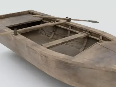 Game Ready Boats Pack - 3 Wooden Boats Low-poly 3D model