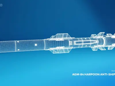 AGM-84 Harpoon Anti-Ship Textured PBR Missile 3D model