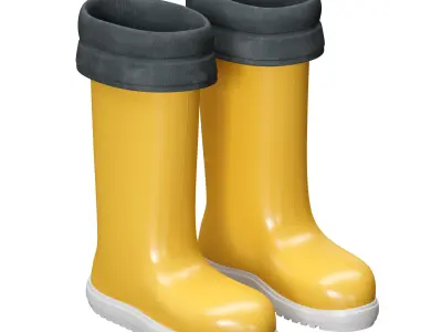 Yellow rubber boots 3D model