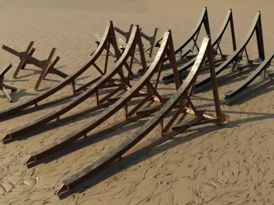 WW2 Hedgehogs Free low-poly 3D model