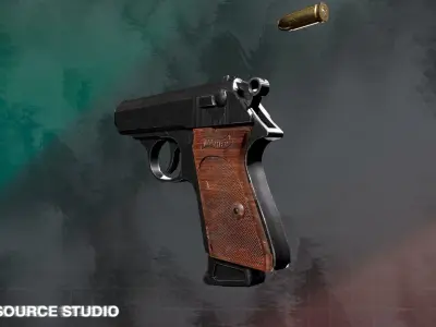 Walther PPK LowPoly Gameready by SoutSource Studio Low-poly 3D model