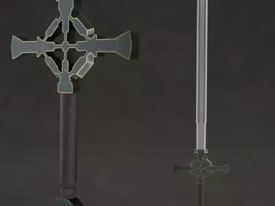 Fantastic Crusader Sword Low-poly 3D model