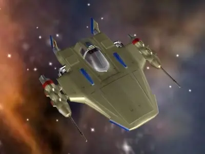 shuttle spaceship flying in sky Low-poly 3D model