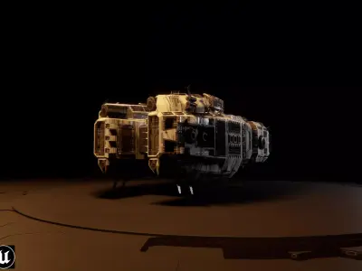 spacecraft Low-poly 3D model