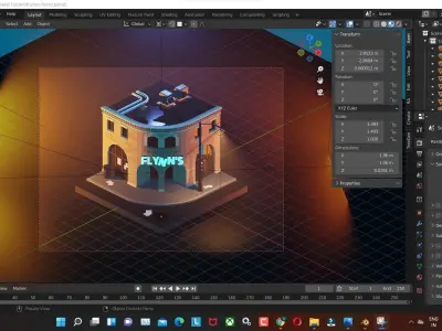 tron-flynns low poly model render in blender Low-poly 3D model