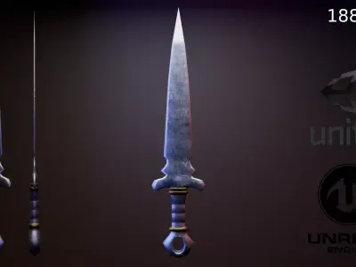 Medieval Dagger 3D - LowPoly Low-poly 3D model