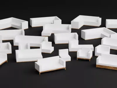 Modern Low Poly Sofa Pack Free low-poly 3D model