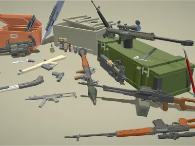 Weapons Pack - Popular FPS Weapon Low-poly 3D model