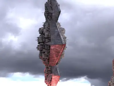 Anubis Gods City Floating Pyramids Towers 2 3D model