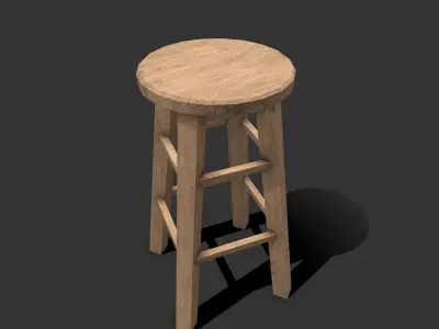 Wooden Stool Low-poly Free low-poly 3D model